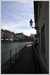 Heiri-Steg walkway along the Limmat river.  Altstadt (Old Town).