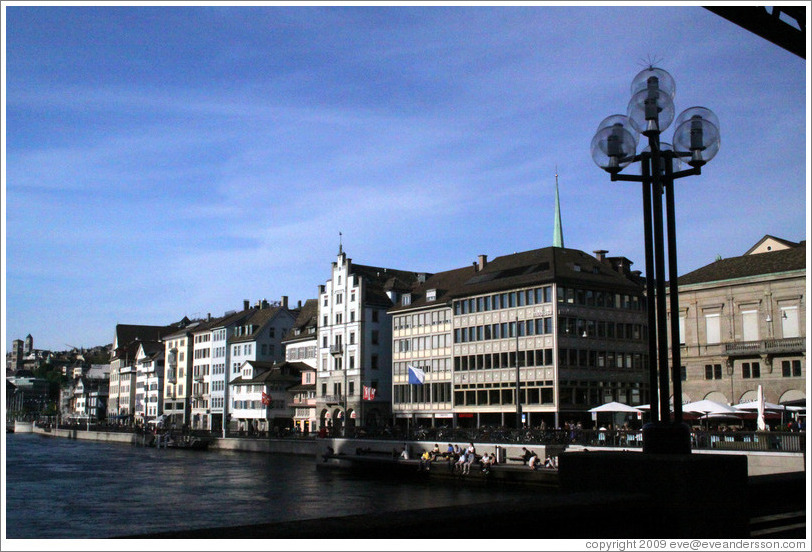 Limmatquai, from Rathausbr?cke (Town Hall Bridge).  Altstadt (Old Town).