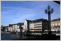 Limmatquai, from Rathausbr?cke (Town Hall Bridge).  Altstadt (Old Town).