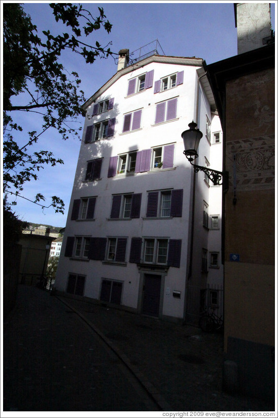 House with purple shutters.  Wohllebgasse.  Altstadt (Old Town).