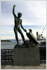 Statue of Ganymede and Zeus (represented as an eagle).  B?rkliplatz, on the shore of Z?richsee (Lake Z?rich).