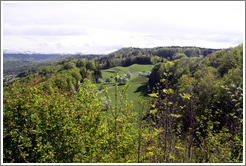 Rolling mountaintop fields.