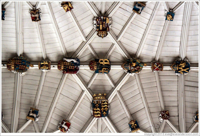 Ceiling containing coats of arms, Winchester Cathedral.