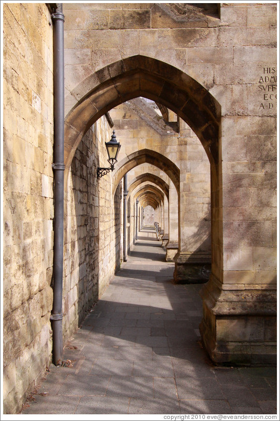 Walkway with arches, Winchester Cathedral.