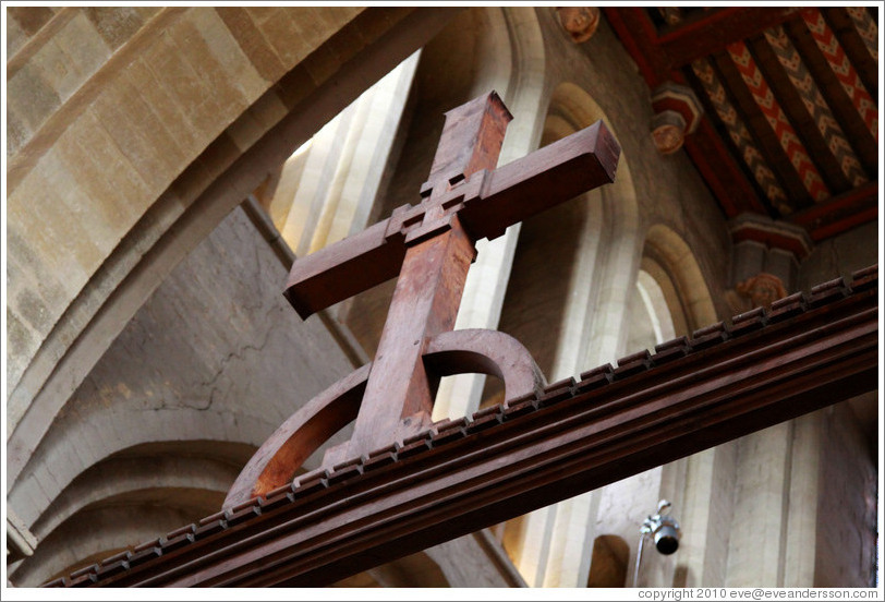 The Cross of St Cross, upon which sunlight falls only on May 3 (Invention of the Cross day) and September 14 (Holy Cross Day).  Church, Hospital of St Cross.