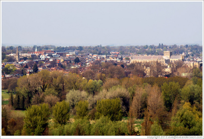 Winchester, viewed from a hill southeast of the city.