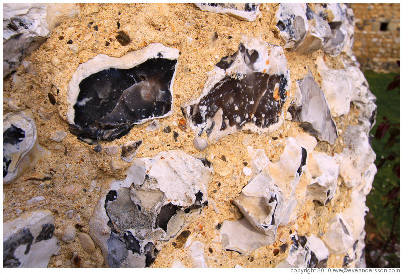 Rocks forming the walls of Wolvesey Castle, erected 1130-40.