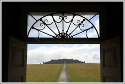 Downhill House, viewed through the door of the Mussenden Temple.