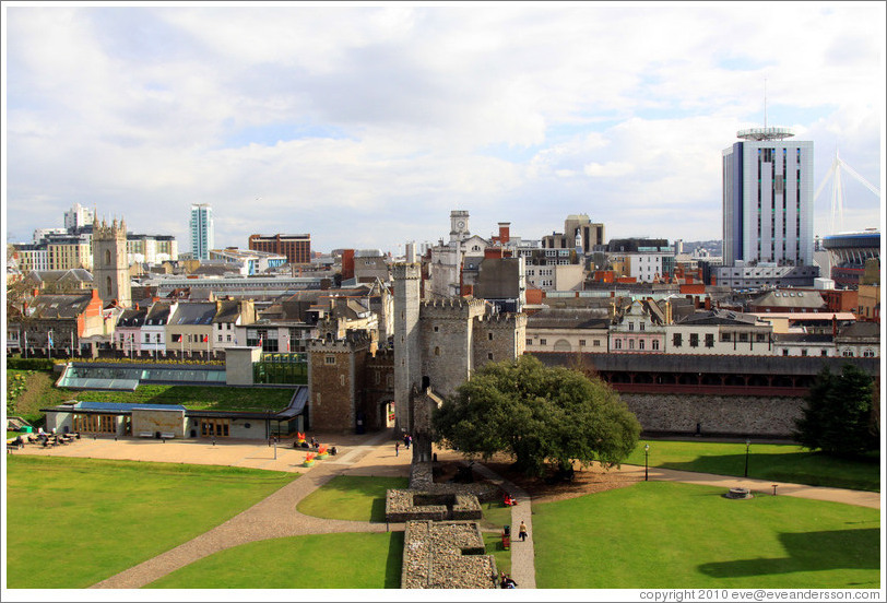 Cardiff cityscape, viewed from Cardiff Castle.