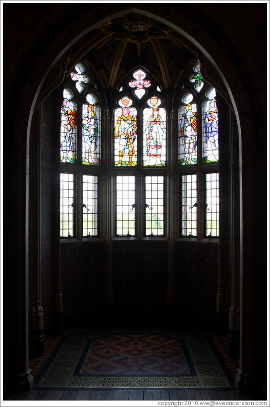 Stained glass windows, Banqueting Hall, Cardiff Castle.