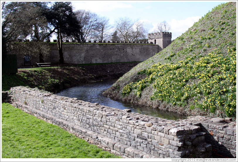 Moat around the keep, Cardiff Castle.