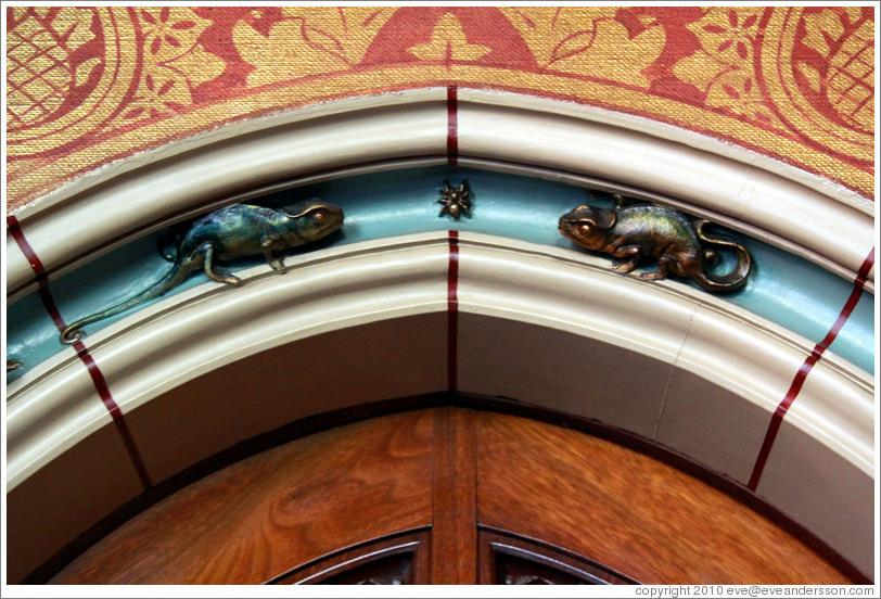 Lizard decoration above door, Library, Cardiff Castle.