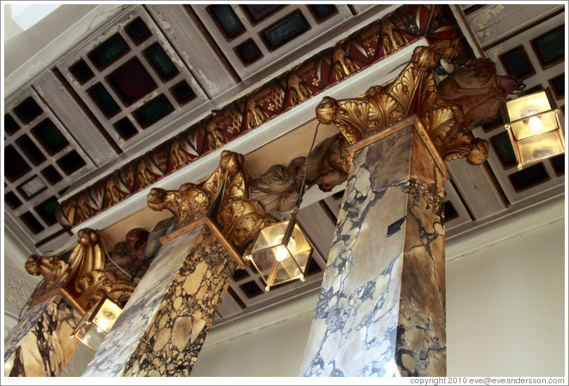 Columns, stairway, Cardiff Castle.