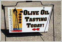 Olive Oil Tasting sign.  Arroyo Windmill Groves.