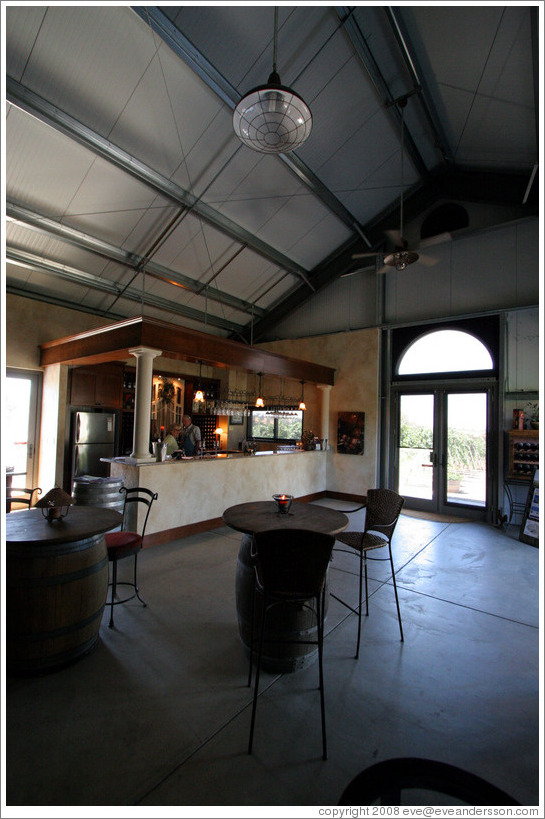 Tasting room.  Les Ch&ecirc;nes Estate Vineyards.