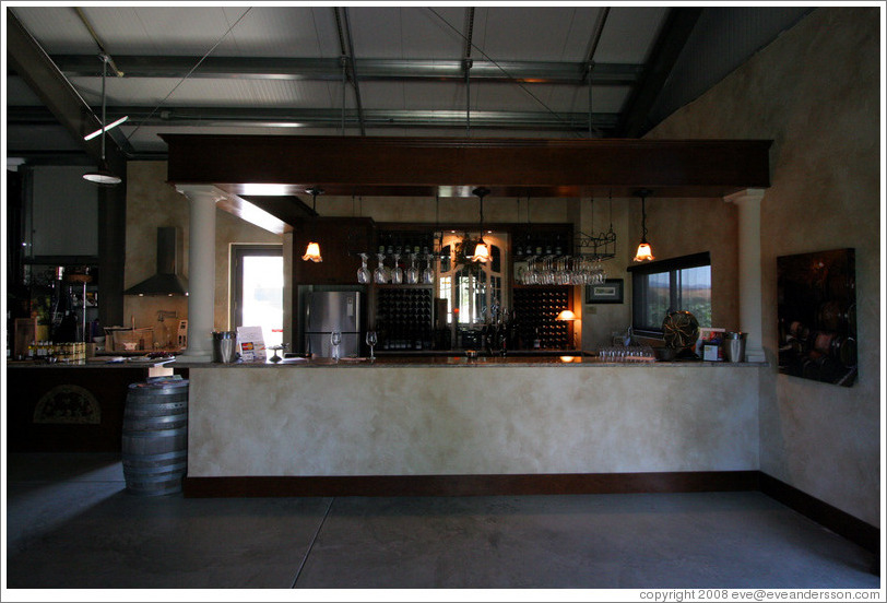 Tasting room.  Les Ch&ecirc;nes Estate Vineyards.