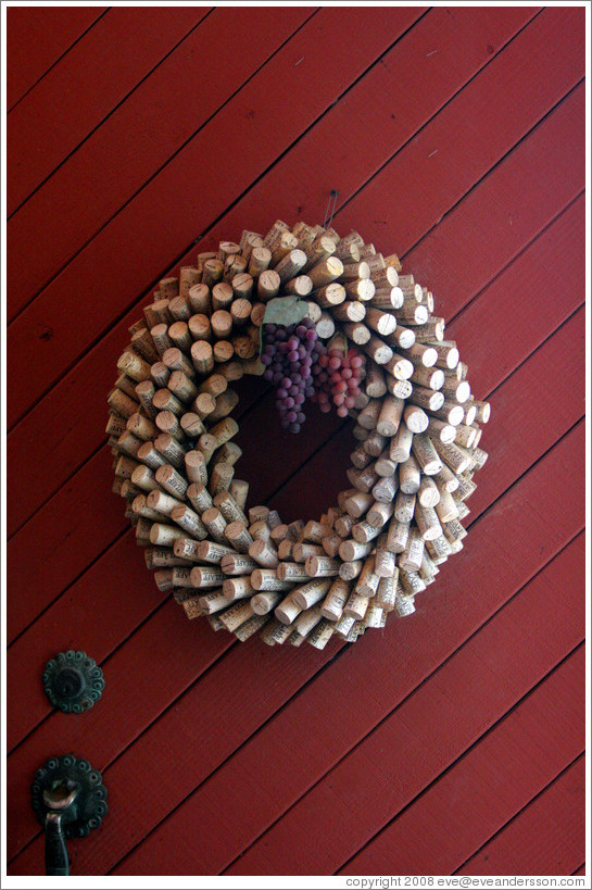 Cork wreath.  Retzlaff Estate Winery.