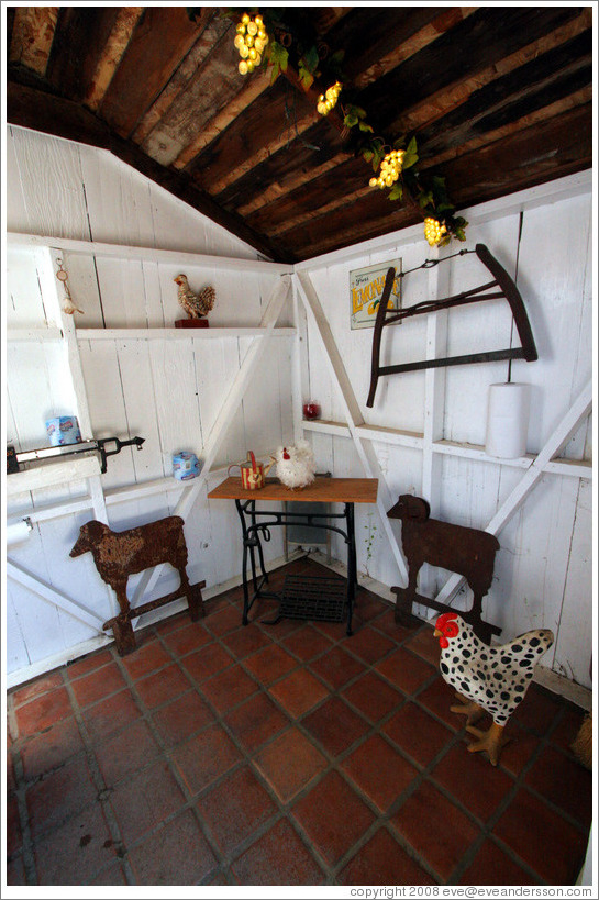 Restroom with animal figures.  Retzlaff Estate Winery.