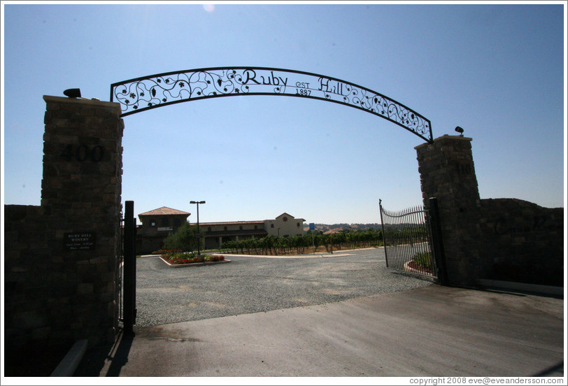 Entrance.  Ruby Hill Winery.