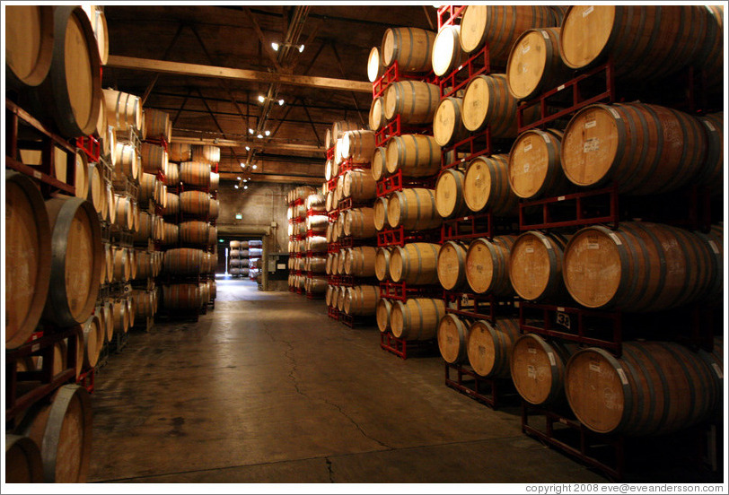 Barrels.  Wente Vineyards Estate Winery.