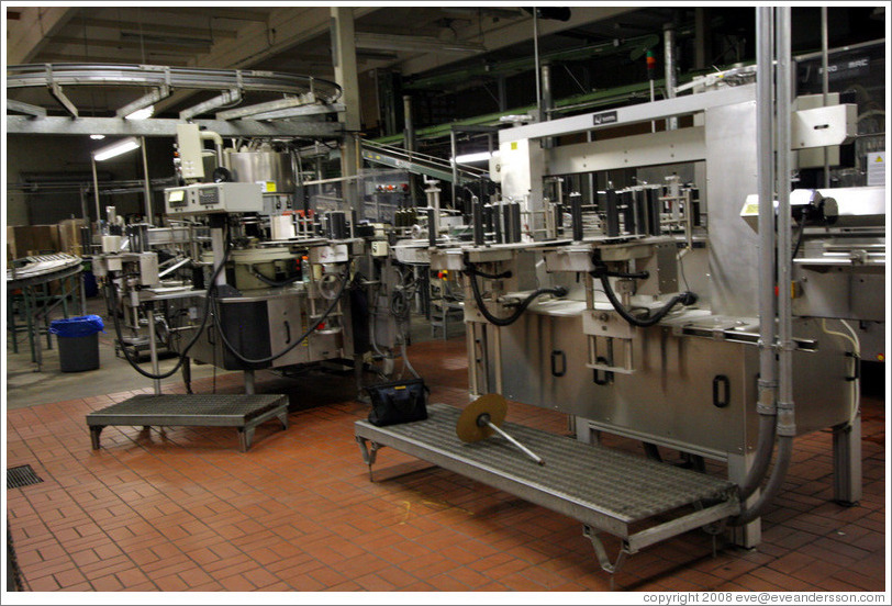 Labelers.  Bottling line.  Wente Vineyards Estate Winery.