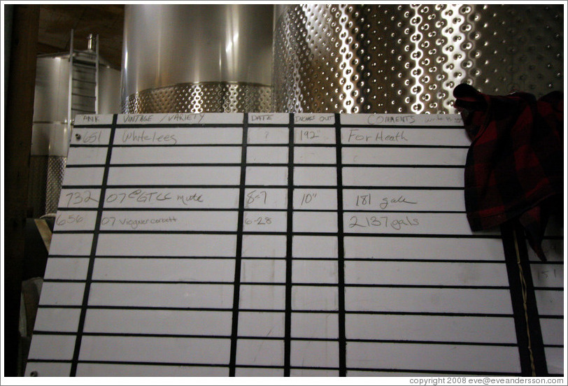 Sign in cold stabilization room.  Wente Vineyards Estate Winery.