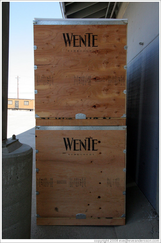 Fermentation boxes.  Wente Vineyards Estate Winery.