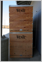 Fermentation boxes.  Wente Vineyards Estate Winery.