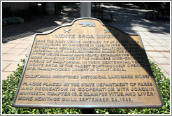 Historical landmark plaque.  Wente Vineyards Estate Winery.