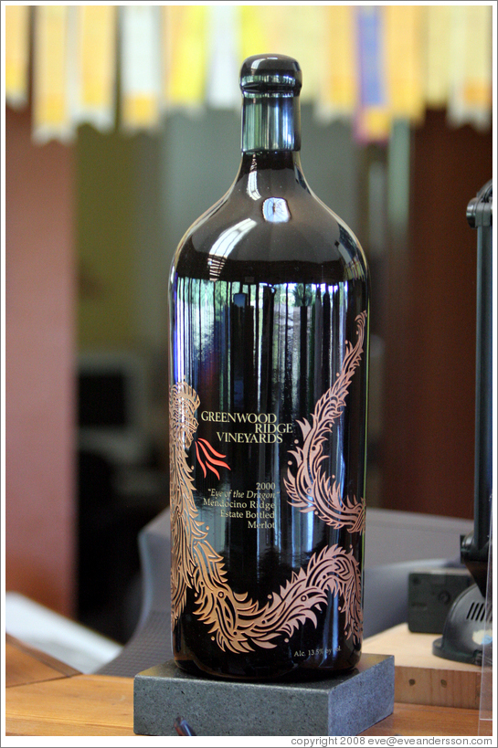 Dragon bottle.  Greenwood Ridge Vineyards.