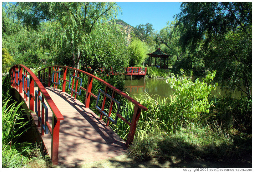 Bridges crossing Jade Lake.  Chateau Montelena.