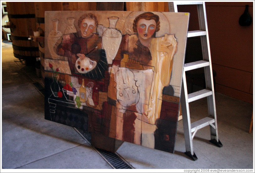 Painting by Jim Stallings, Artist in Residence at Clos Pegase Winery.