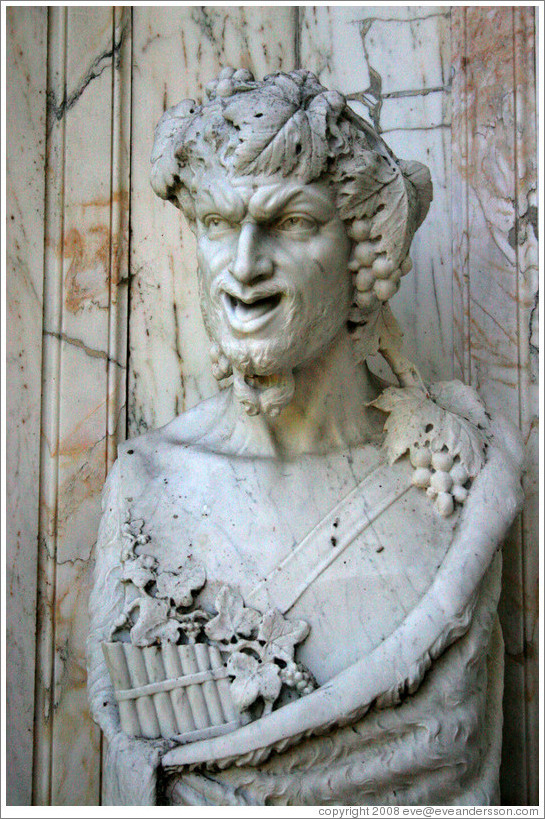 Torino Royal Bacchus Fountain.  Formerly within the Italian Royal Palace in Turin, this 19th century fountain featuring Bacchus is made of multiple types of marble.  Clos Pegase Winery.