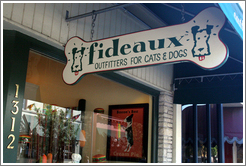 Fideaux outfitters for cats and dogs.  Main St.  Downtown St. Helena.