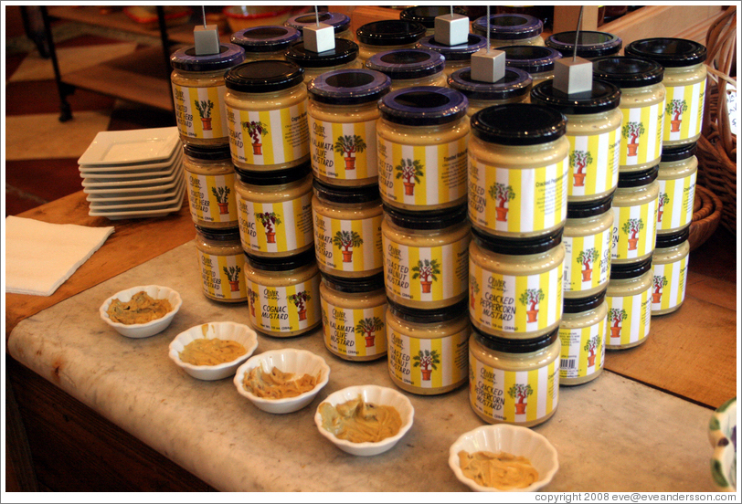 Mustards for tasting.  Olivier.