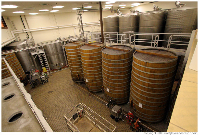 Wooden tanks.  Sterling Vineyards.