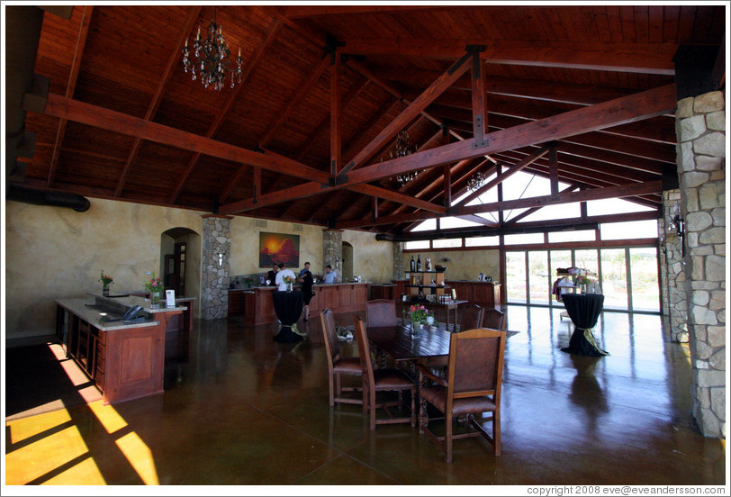 Tasting room.  Calcareous Vineyard.