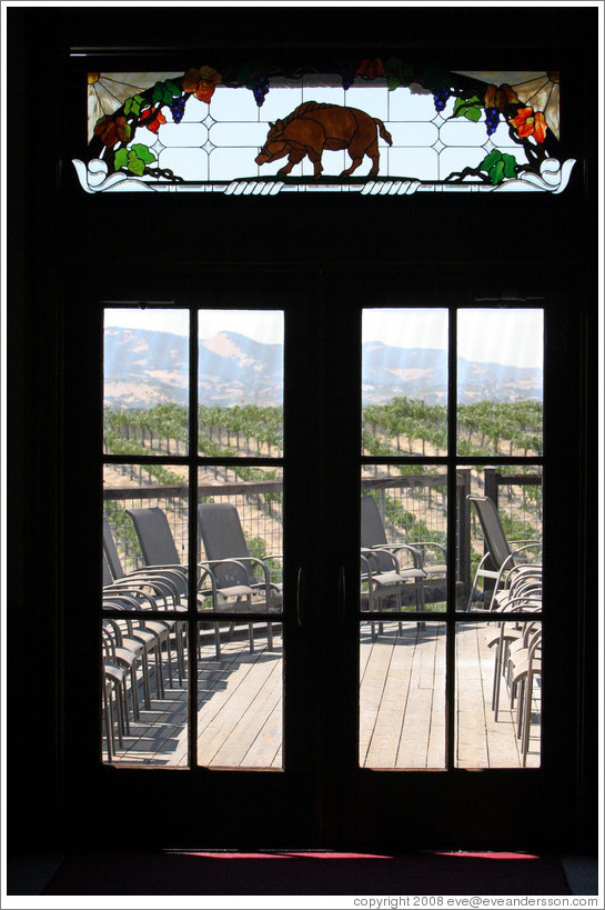 Boar stained glass window.  Eberle Winery.