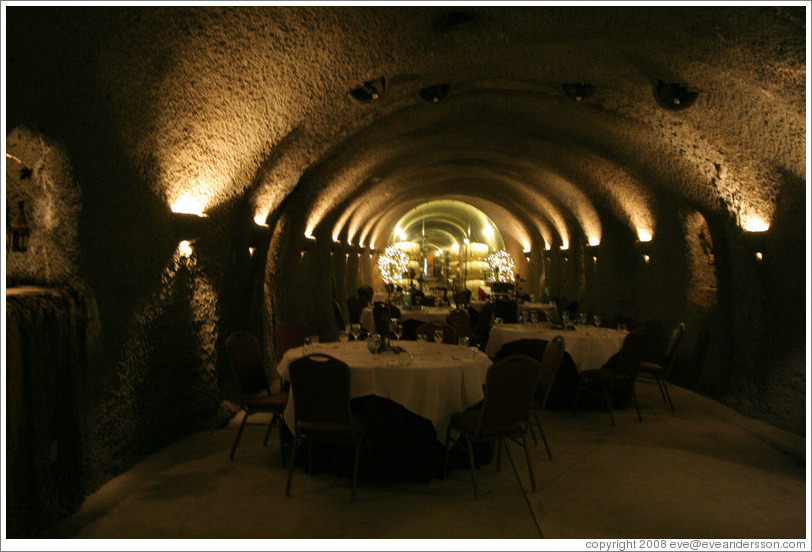 Wild Boar Room in the wine cave, used for hosting special dinners.  Eberle Winery.