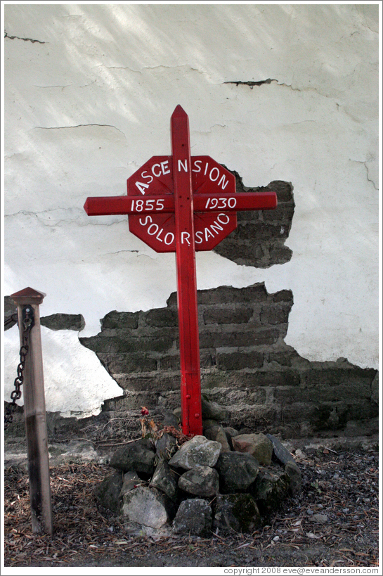Ascension Solorsano de Cervantes grave marker.  Cemetery.  San Juan Bautista Mission.