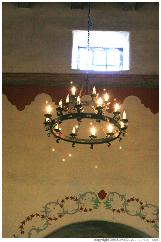 Light fixture.  Church.  San Juan Bautista Mission.