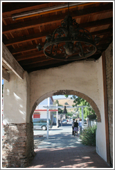 Walkway along exterior.  San Juan Bautista Mission.