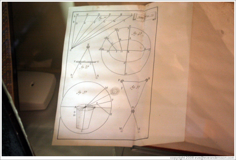 Old book depicting geometry.  San Juan Bautista Mission.