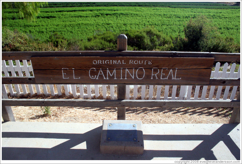 Original route of El Camino Real.    San Juan Bautista Mission.