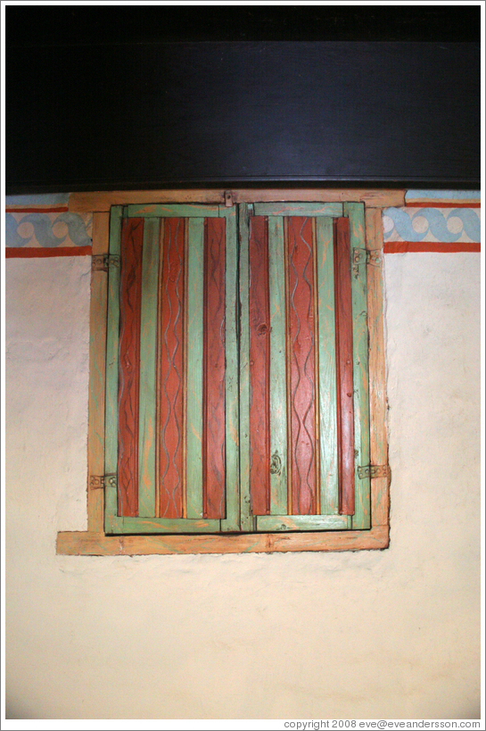 Painted shutters.  San Juan Bautista Mission.