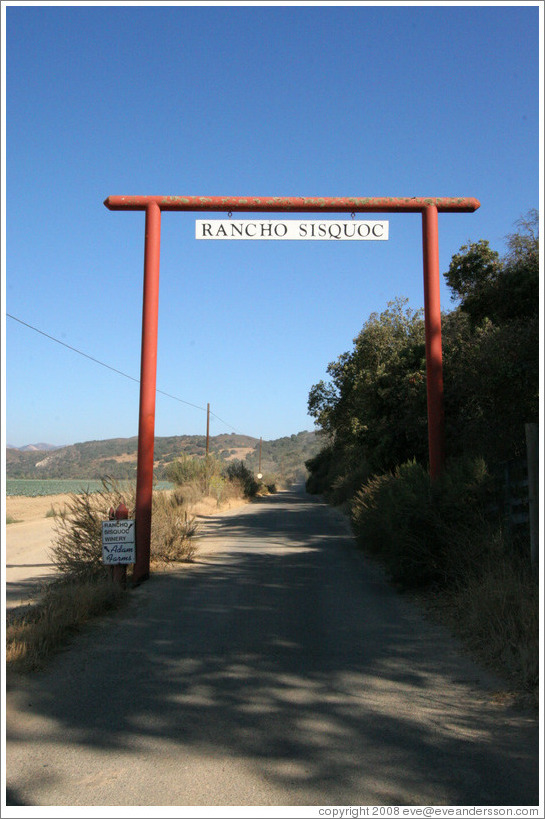 Entrance.  Rancho Sisquoc Winery.