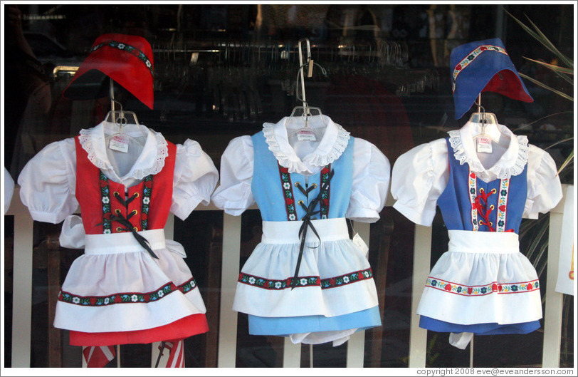 Danish childrens' outfits.  Downtown Solvang.