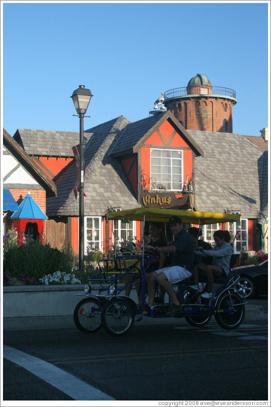 Pedal car in front of Vinhus.  Downtown Solvang.