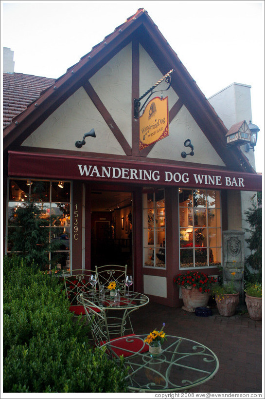 Wandering Dog Wine Bar.  Downtown Solvang.