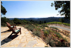 Chairs facing the view, picnic area, Vine Hill Winery.